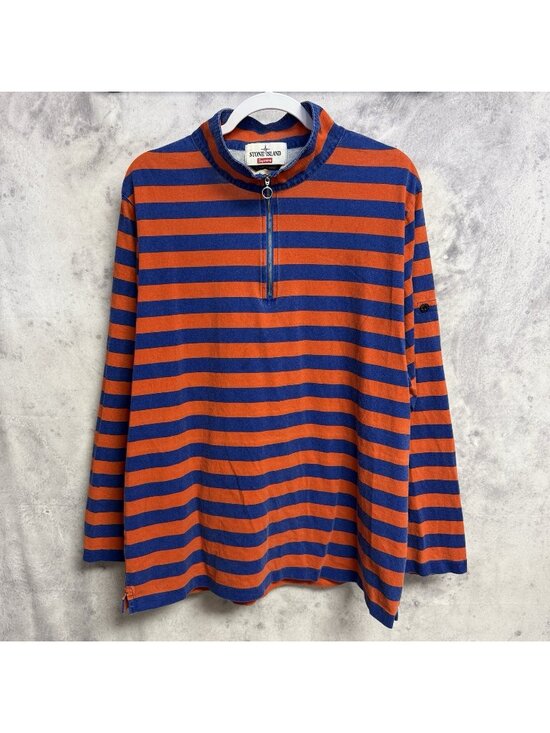 Stone Island Other - Stone Island X Supreme Quarter Zip Striped T Shirt Long Sleeve XL Authentic